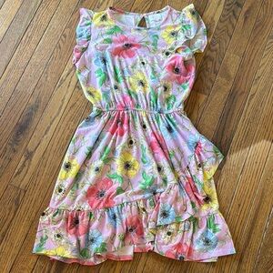 BCBGirls Pink, blue and yellow Flutter Sleeve Sundress